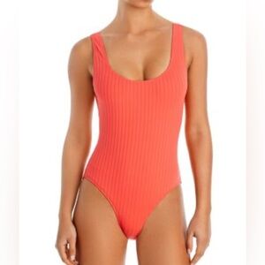 NWT Solid and Striped Orange/Red One Piece